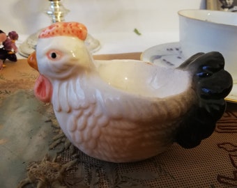 Porcelain egg cup in the shape of a chicken. Germany, vintage