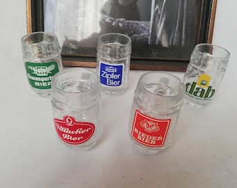 Shot glasses   5 st.  in the shape of a beer mug, vintage from Austria