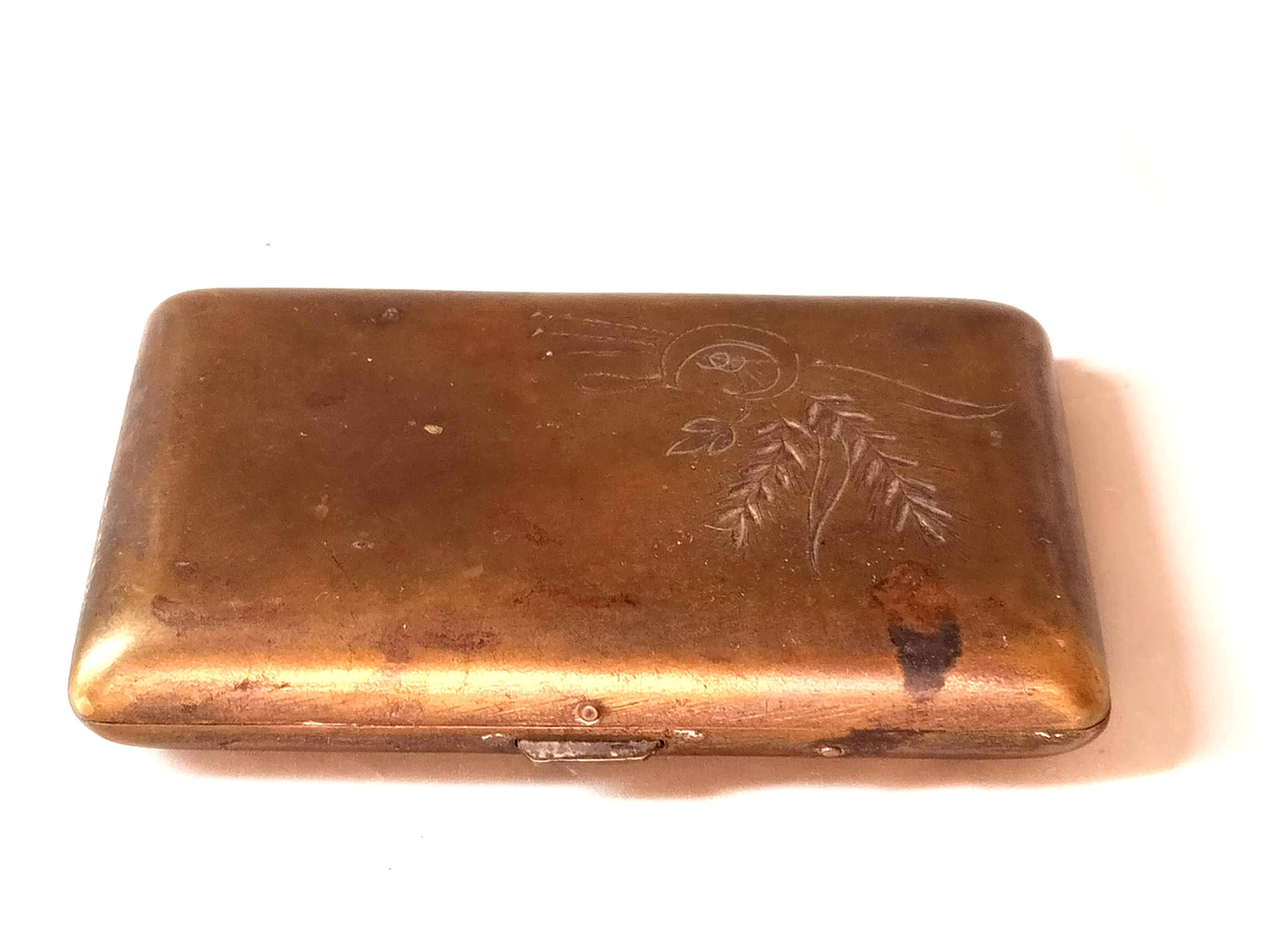 copper cigarette case Antique Brass Cigarette Case With Engraving 1930s – Vintage Metal Case as a  Gift or Collector's Item