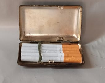 Antique Brass Cigarette Case With Engraving 1930s – Vintage