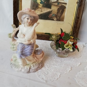 Porzellanfigur Mädchen mit Gans, Vintage