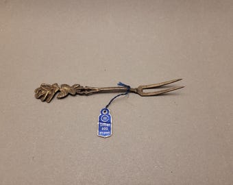 Vintage 800 Silver Rose Fork, German Antique Small Serving or Cake Fork, Art Nouveau Floral Cutlery, Ges. Gesch. Rose Bud Design