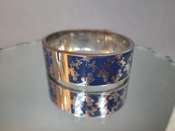 Coach Gold and Blue Enamel Bracelet Buy Coach Blue Pegged C Enamel Hinged Bangle in Gold-plated  main image 2