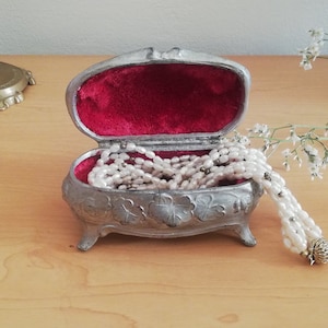 Italian pewter jewelry box, vintage