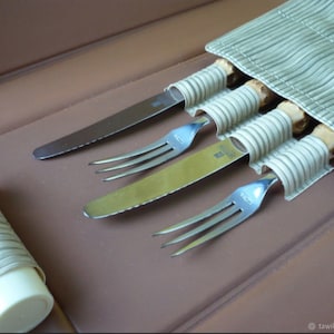 Cutlery bag for a trip, picnic, camping, vintage, Austria