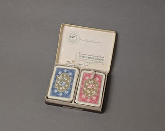 Antique miniature card game by Piatnik, rare playing cards from the 1940s, vintage skat cards, gift for collectors.