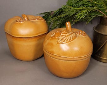 Molde vintage de cerámica para hornear manzanas / Molde para tartas de cerámica marrón / Decoración rústica de estilo cottagecore / Decoración de cocina otoñal