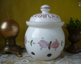 Large porcelain garlic pot, vintage, Austria
