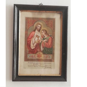 Holy picture for Catholic communion, antique communion gift, Austrian communion gift from the monarchy.