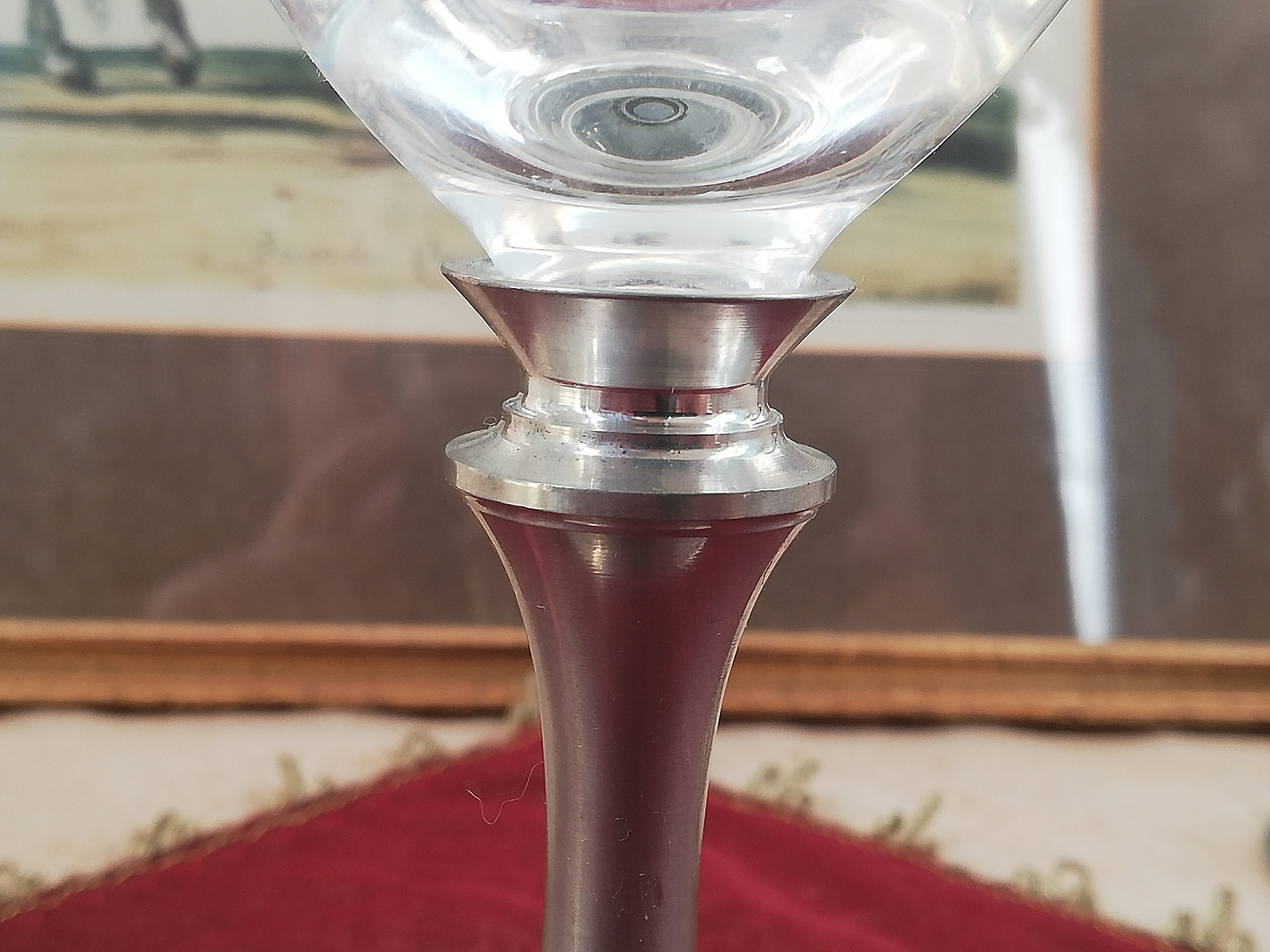 Heavy Wine Glass With a Pewter Stem Vintage From Germany 