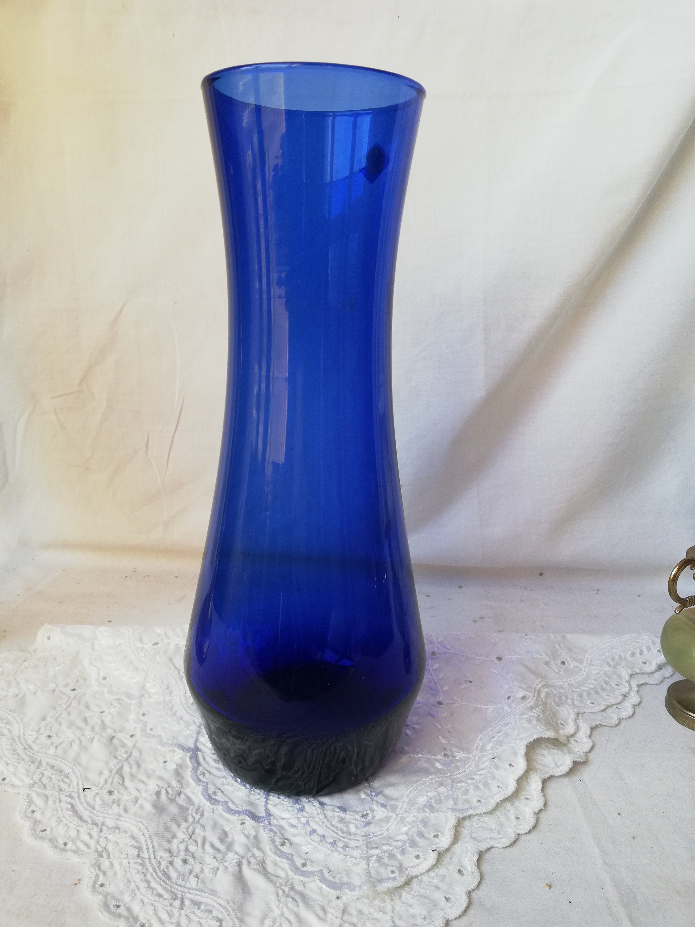 Handmade Glass Flower Vase in Blue Color, Vintage From Austria Etsy