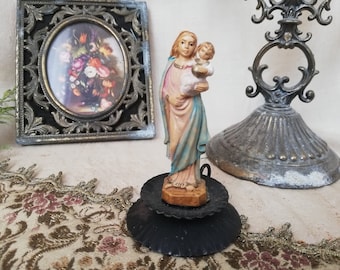 Vintage antique Italian Madonna with Child Jesus.