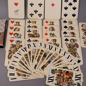 Vintage Austrian Tarock Playing Cards 1948–1950 by Piatnik Vienna – Antique Tarot Card Deck – Collectible Mid Century Game Cards