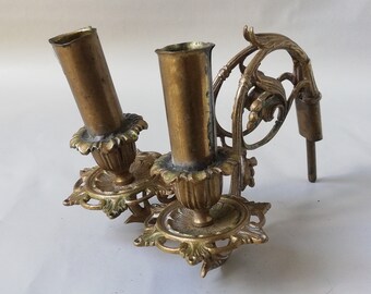 Antique Italian candle holders from the 19th century, two two-armed vintage candle holders for wall mounting