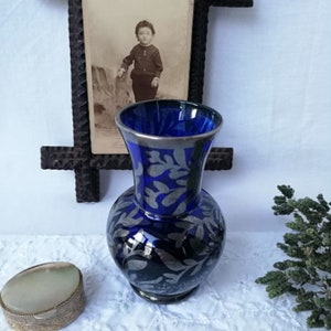 Antique glass vase, silver, Italy / Venice, vintage