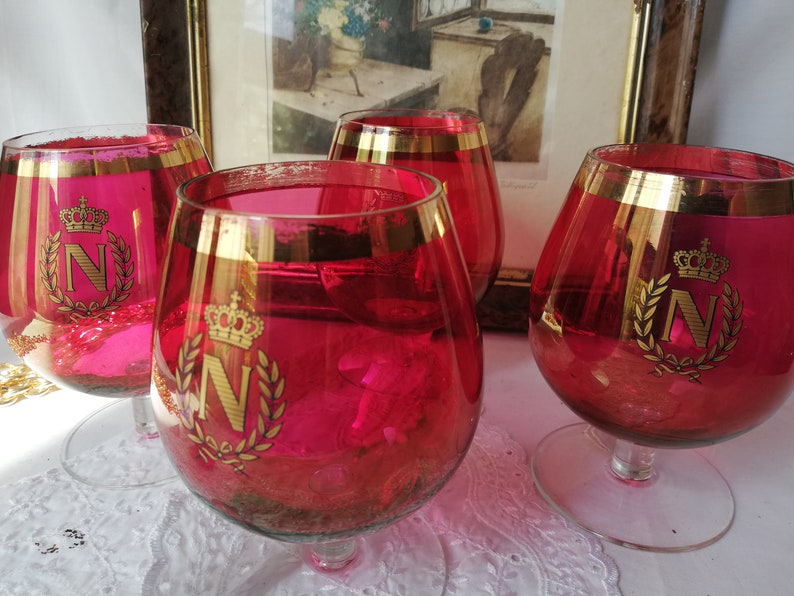 Red Cognac Glasses From Austria Vintage Etsy