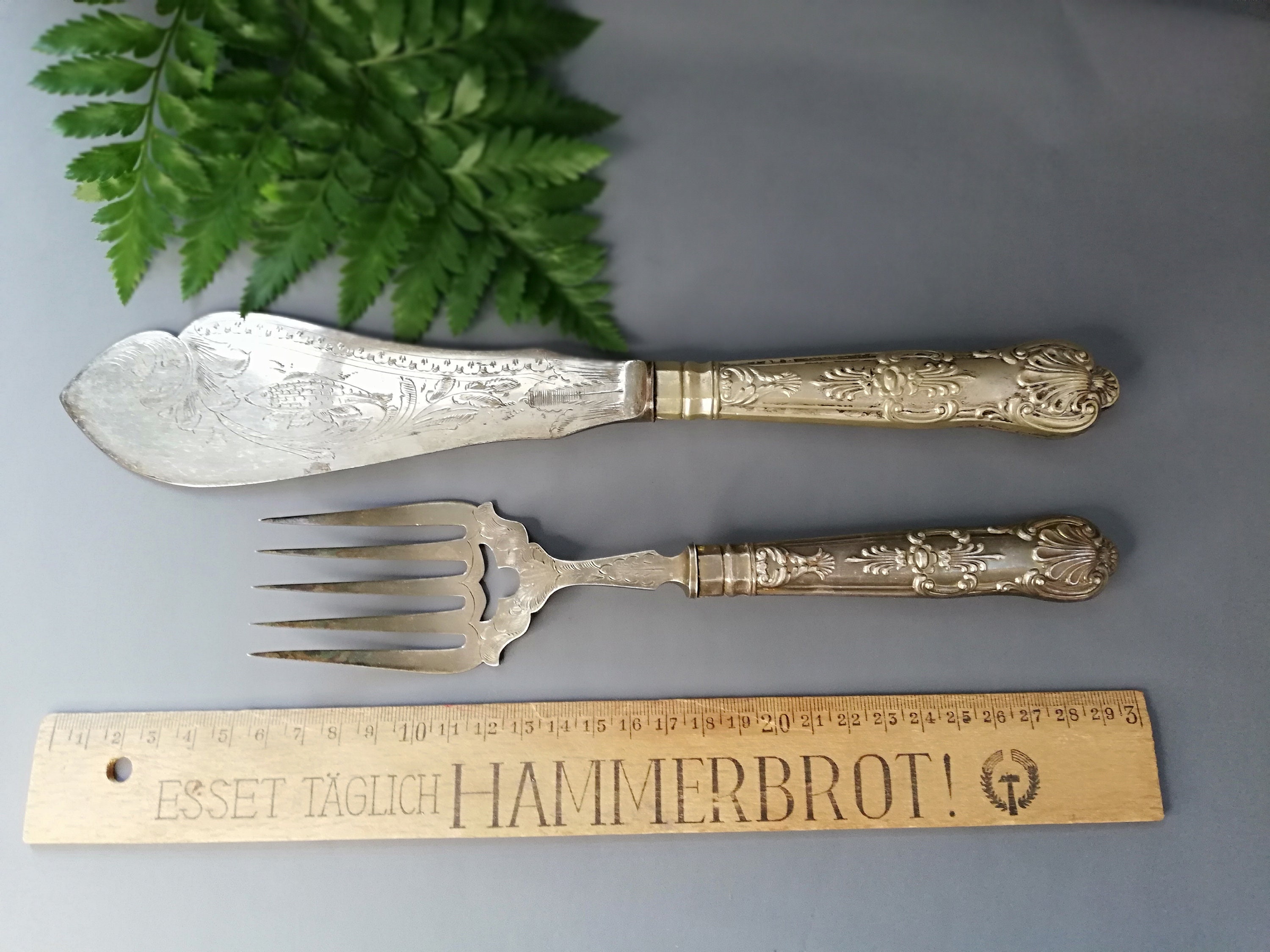 アンティークカトラリー、ナイフとフォーク、サービング用