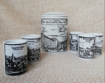 Azucarero, recipiente para dulces, recipiente de cocina, vasos de chupito, porcelana, Austria