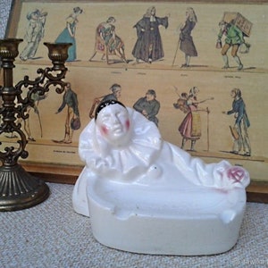 Figurka Pierrota, antyczna, zabytkowa, porcelana, Austria