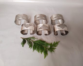 アンティークナプキンリング、彫刻入り、1914～1918年、モノグラム、銀