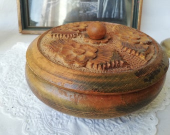 Antique handmade wooden box Vintage Schatulle