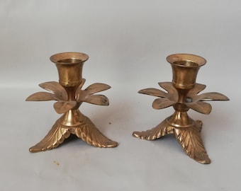 Two brass candlesticks, vintage Germany
