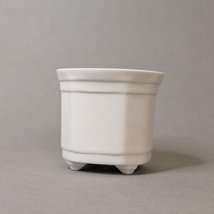 Vintage White Footed Mini Cachepot, Minimalist Porcelain Planter, Small Flower Pot