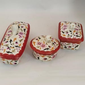 Antique Porcelain Jar Set – Vintage Bathroom Storage for Soap, Toothbrushes & Creams – Gift for Nostalgia Lovers