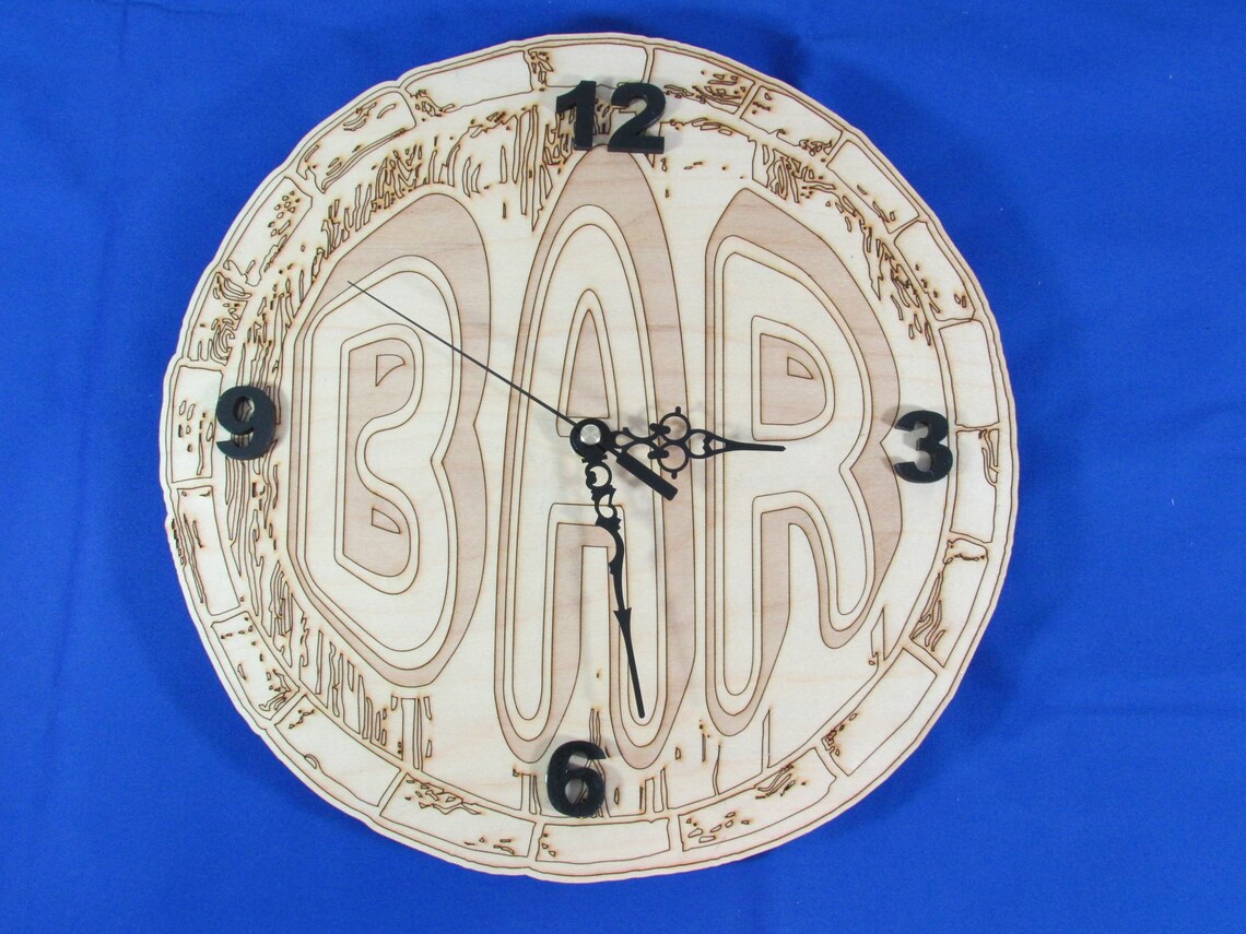 Custom laser engraved Bar wall clock Etsy