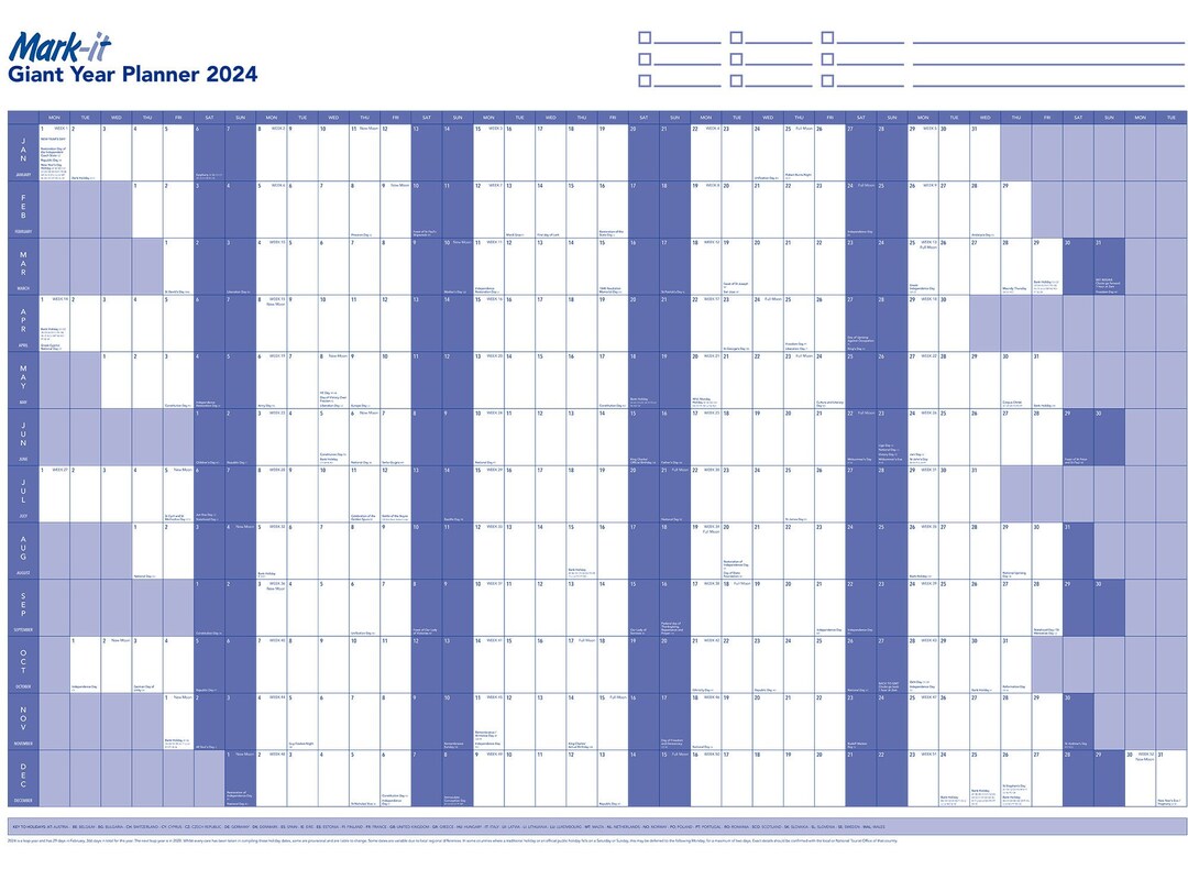 Giant 2024 Yearly Wall Planner Framed Laminated Framed Etsy