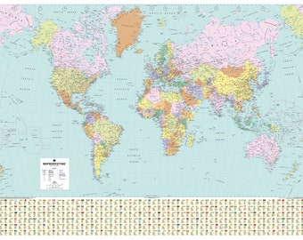 World Map 1000 Piece Jigsaw Puzzle For Adults Discovery World In Detail Focused Political With Flags, Population, Borders, Capital City's