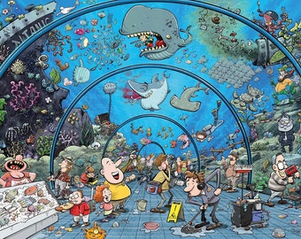 Chaos at The Aquarium 1000 or 500 Piece Jigsaw Puzzles For Adults & Family Fun