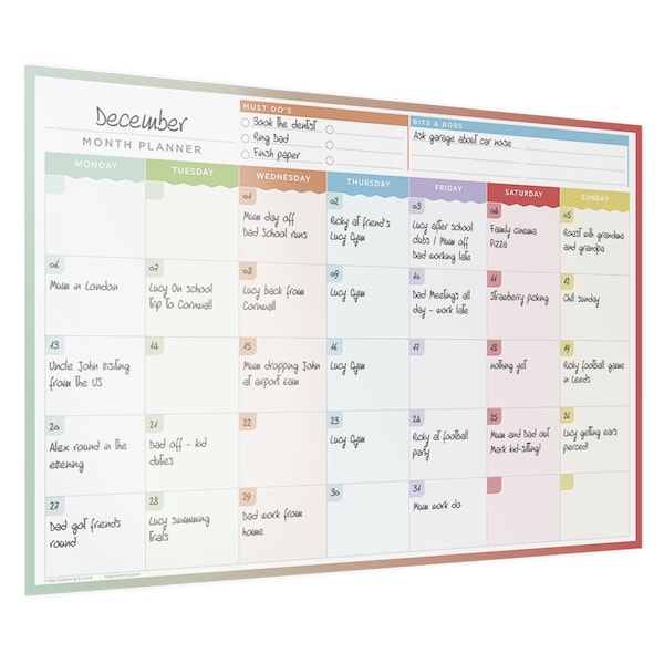 Month Planner Laminated Holiday Staff Office Wall Planner Write On And Wipe Off Size: 47cm x 32cm