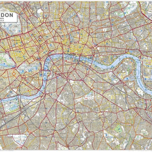 1000 Teile Puzzle für Erwachsene - Stadtplan von London - 66cm X 50cm - Straßenkarte von London, England - Geschenkideen