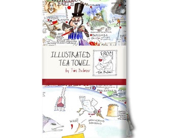 Tim Bulmer Illustrated Tea Towels Sussex 100% Cotton Size 45cm x 73cm