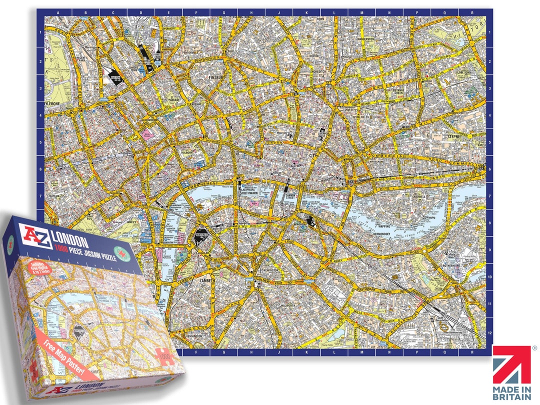 A to Z Map of London Jigsaw Puzzle for Adults 1000 Piece Jigsaw Puzzle