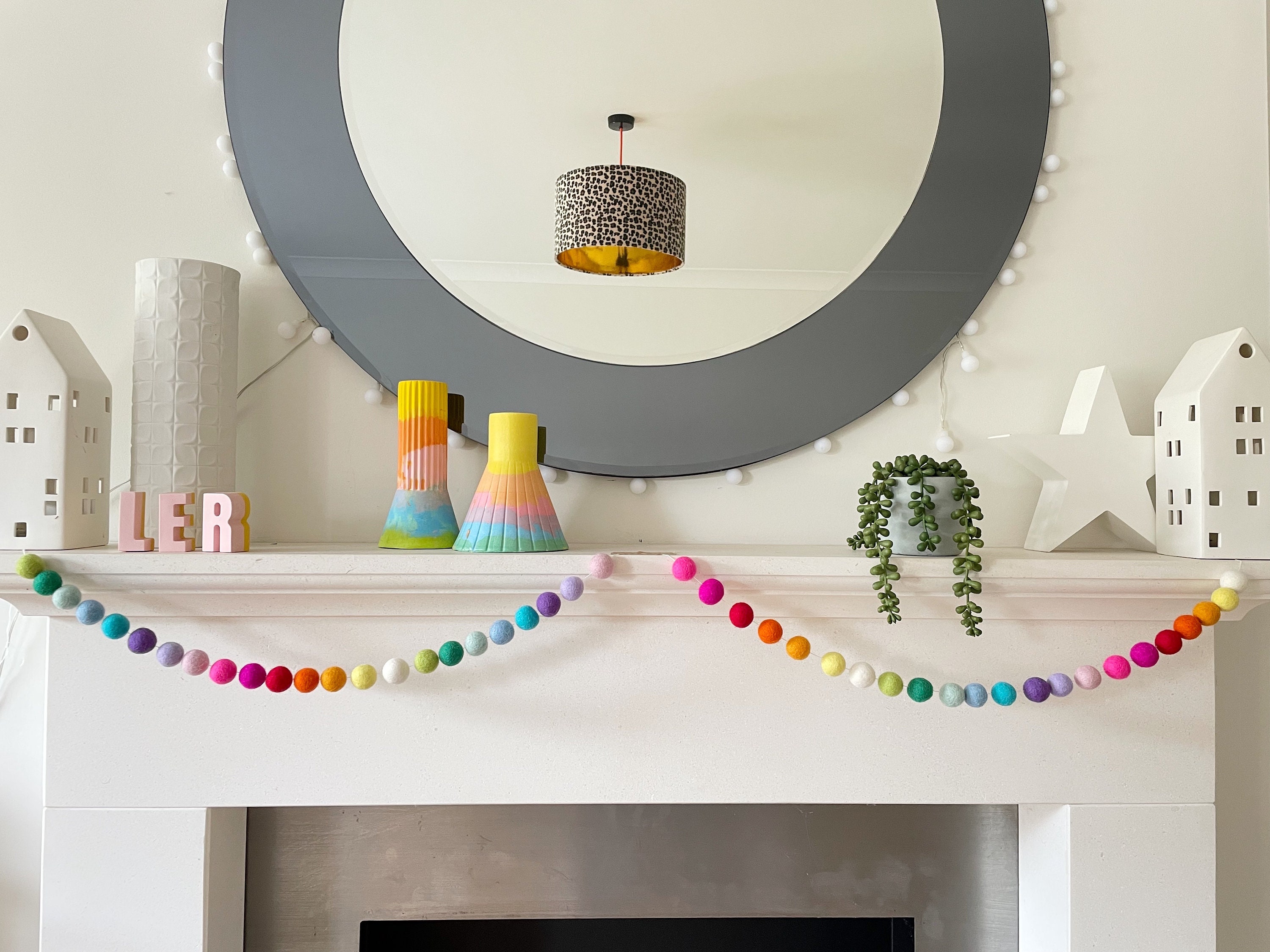 Rainbow Felt Ball Garland: Handmade Wool Nursery Decor - Etsy