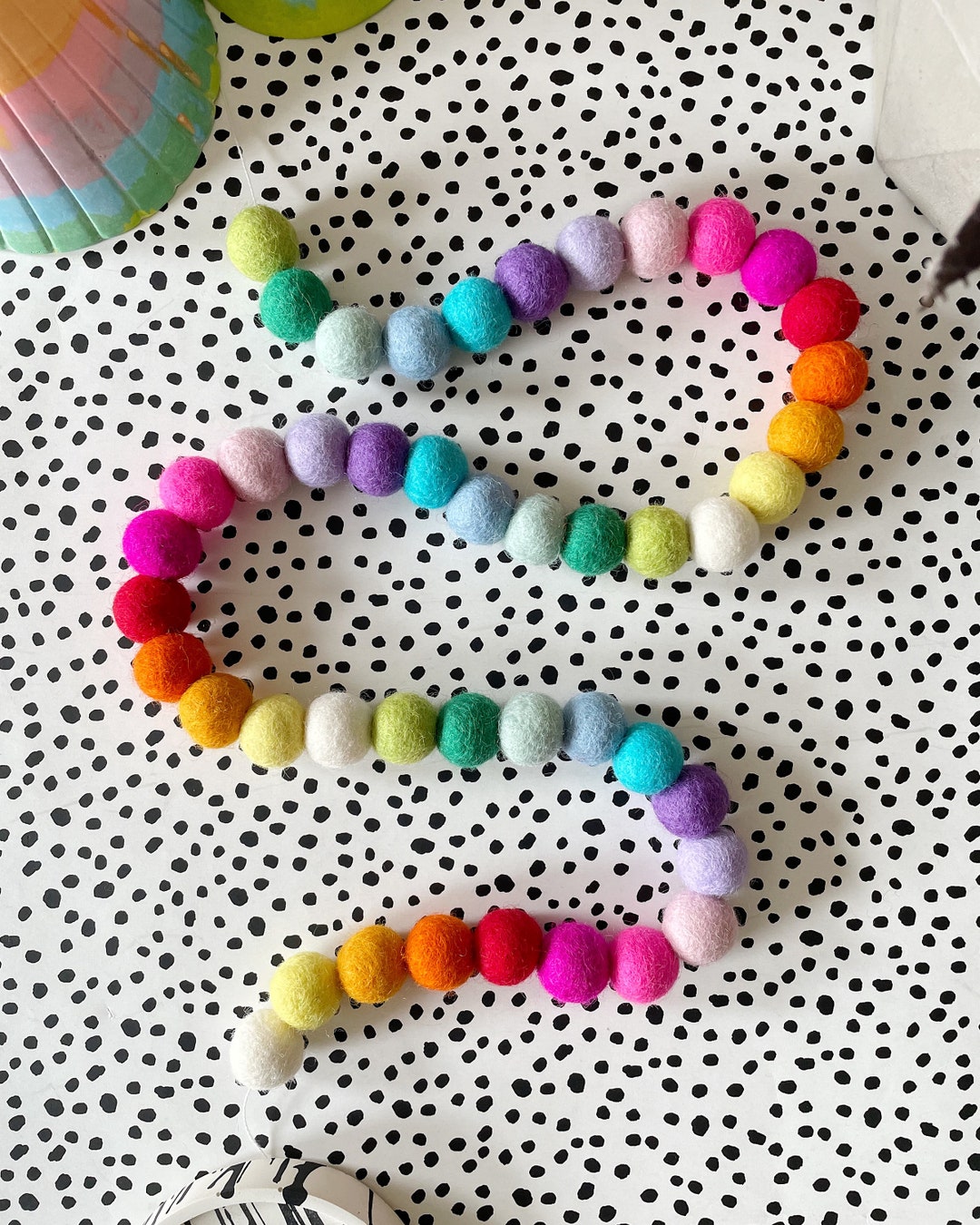 Rainbow Felt Ball Garland: Handmade Wool Nursery Decor - Etsy