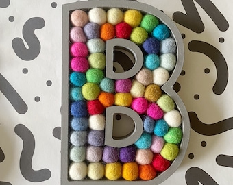 A-Z Wooden Wall Letters. Kids Room Felt Ball Wall Letters. Rainbow Letters and Numbers. Pom Pom Letters. Nursery Decor. Personalised.