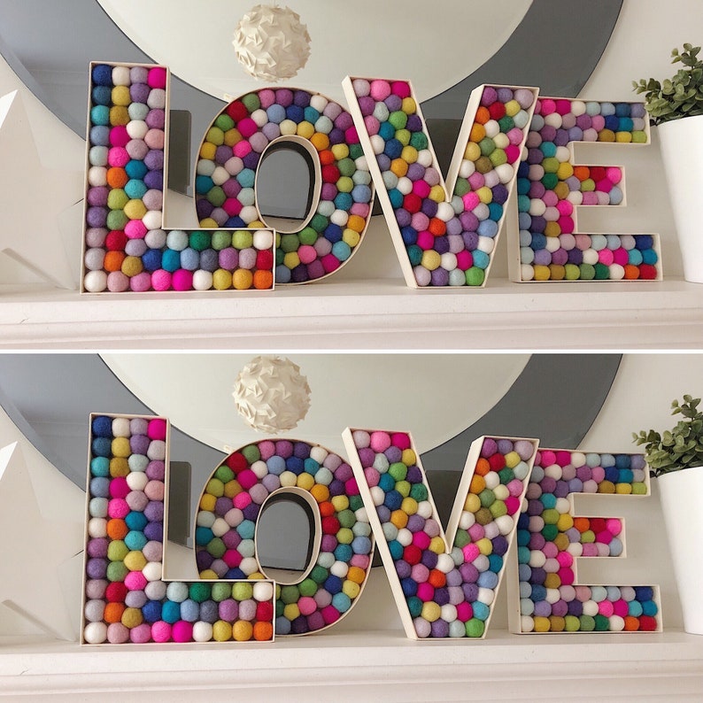 4 Letter Word. Rainbow Felt Ball Letters. Pom Pom Letters. - Etsy