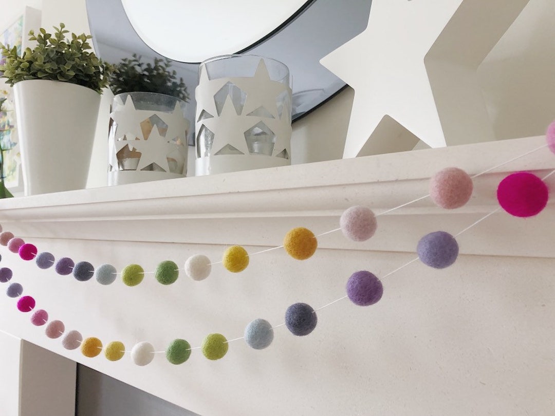 Rainbow Felt Ball Garland, Pom Pom Nursery Decor - Etsy