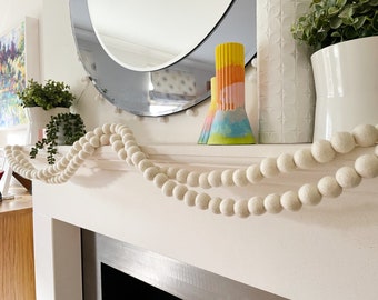 Extra Long White Felt Ball Garland: Christmas Wedding Decor