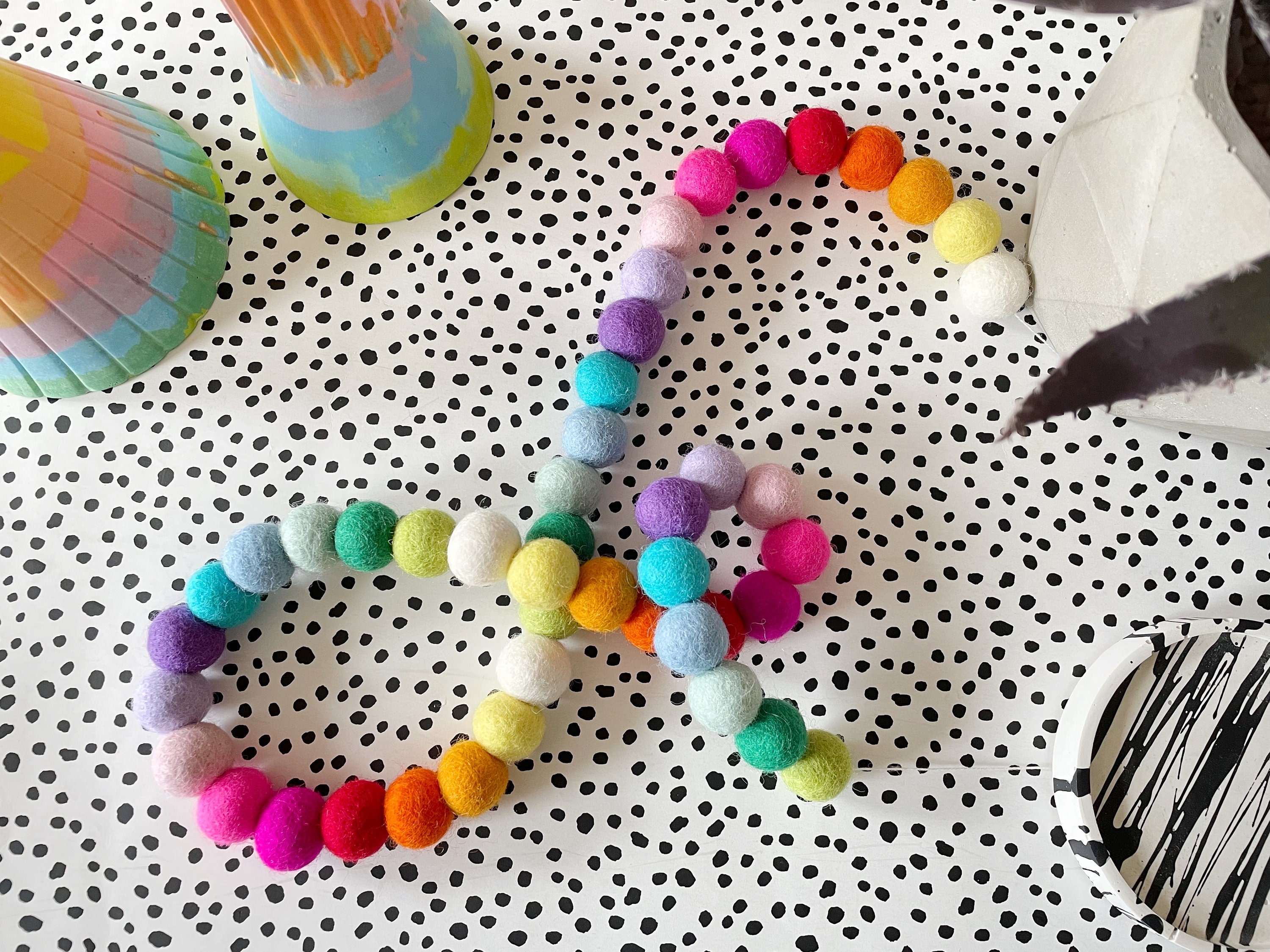 Rainbow Felt Ball Garland: Handmade Wool Nursery Decor - Etsy
