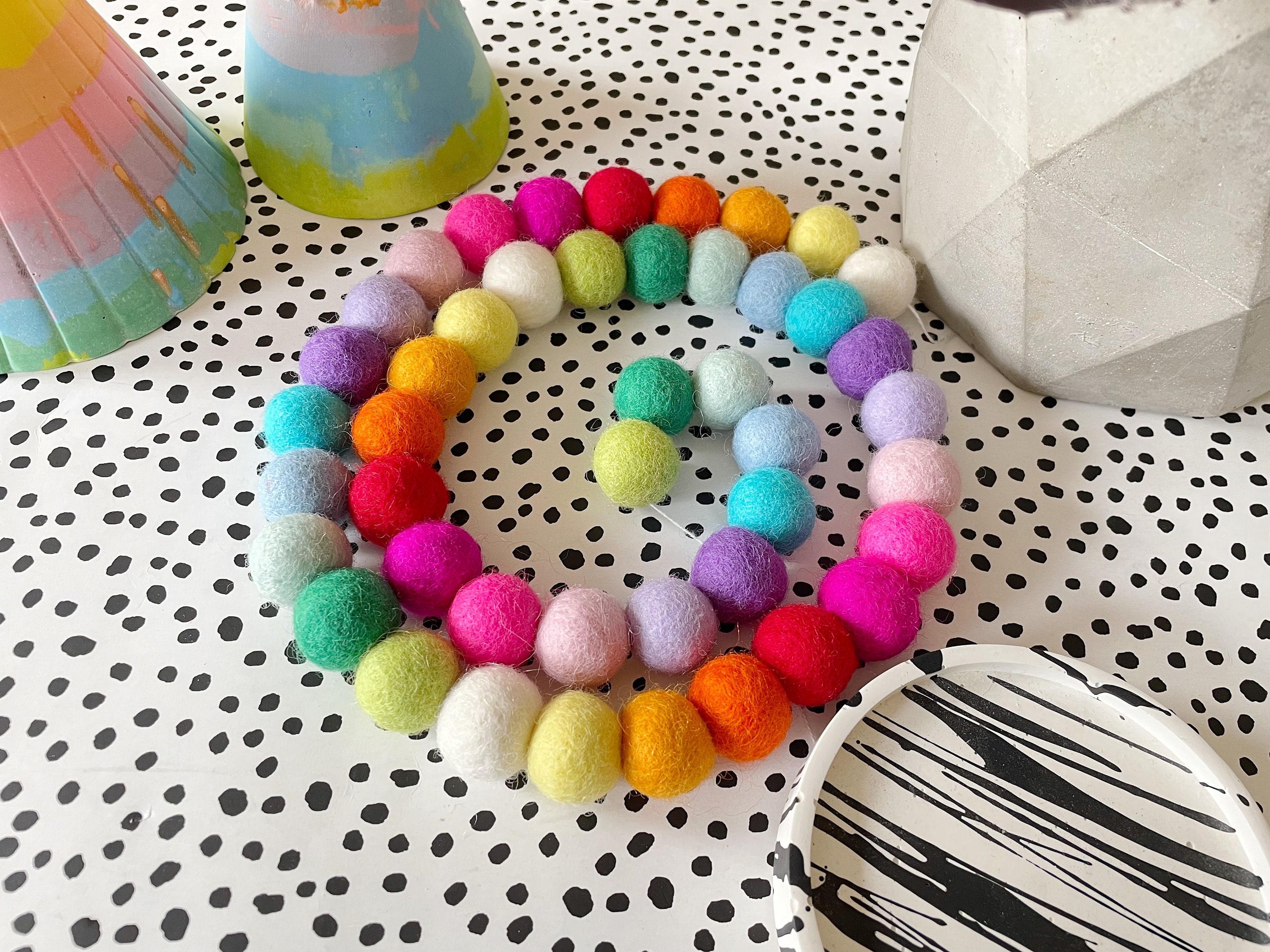 Rainbow Felt Ball Garland: Handmade Wool Nursery Decor - Etsy