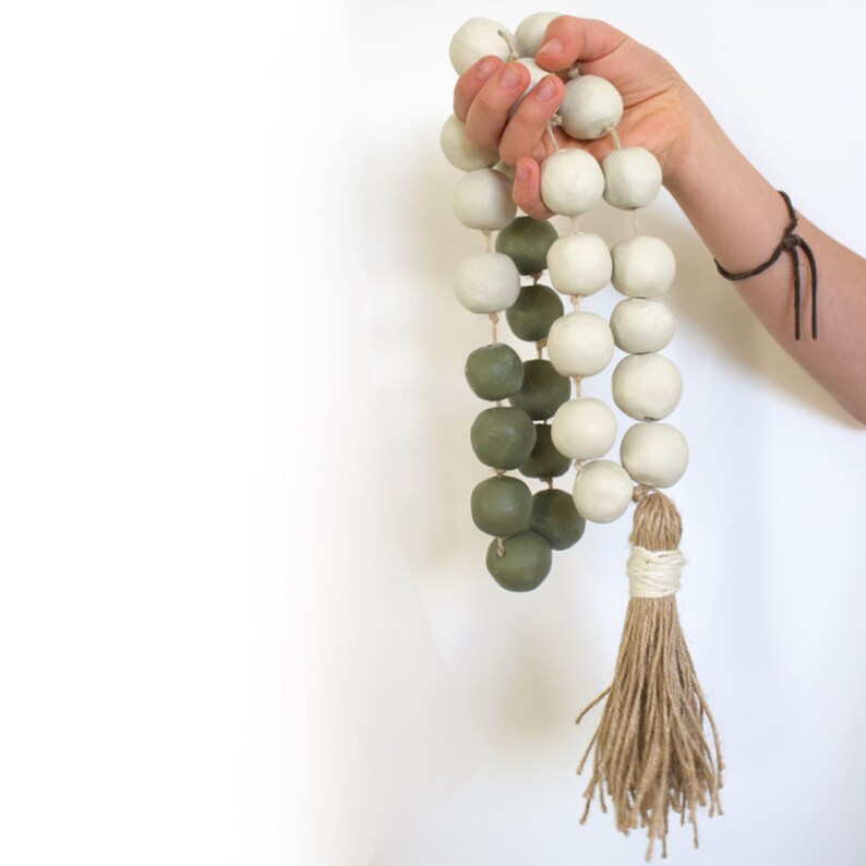 Sage Green and Natural Coloured Clay Bead Garland With Jute Etsy