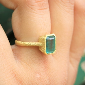 18k Emerald cut emerald ring, emerald ring, emerald engagement ring, women emerald ring,emerald wedding ring, emerald white gold ring gift