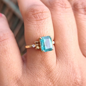 Smaragdschliff Smaragdring, natürlicher Smaragddiamantring, echter Smaragdring, zertifizierter Smaragdring, AAA-Smaragdring, Smaragdgoldring