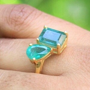 5.03Crt Natural Emerald cut emerald Ring natural pear cut emerald engagement ring emerald engagement ring emerald ring for women we