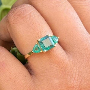 emerald cut emerald ring, emerald wedding ring, emerald engagement ring, natural emerald gold ring, certified emerald gold ring ring for her