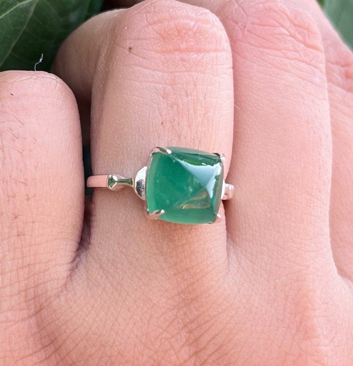 18K Gold Natural Emerald Ring Sugarloaf Genuine Emerald Etsy